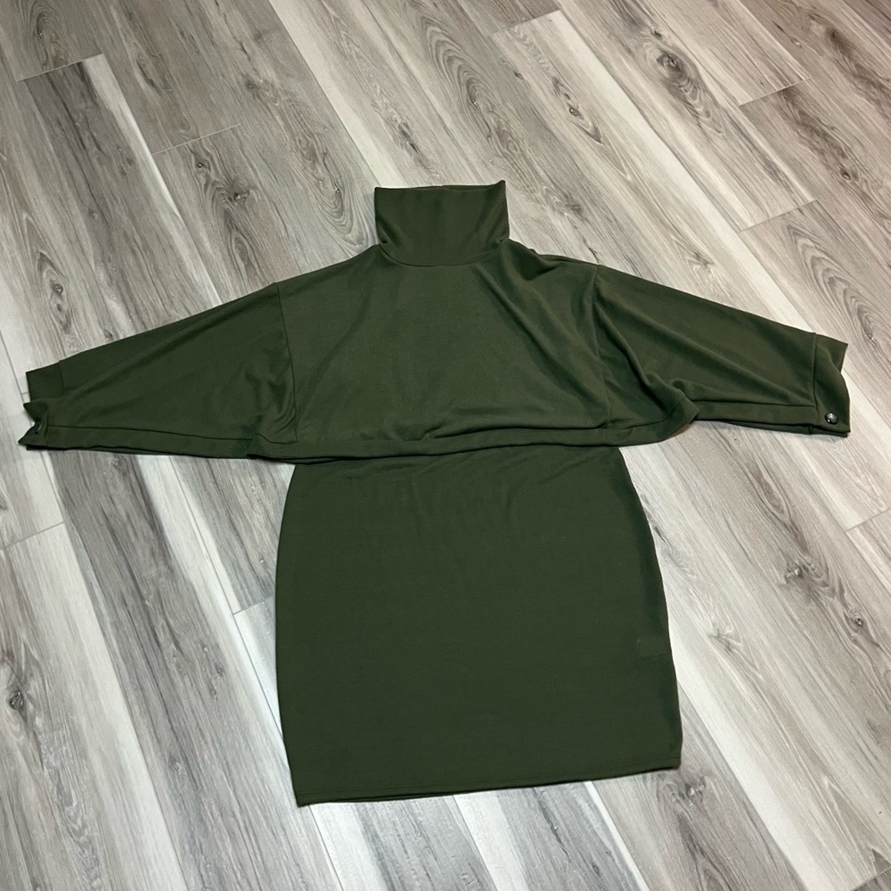 Green Turtleneck Bodycon Sweater Dress